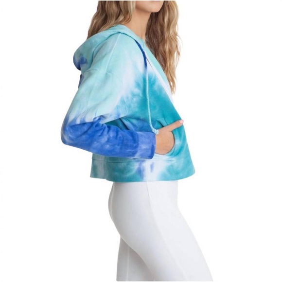 NEW 525 AMERICA tie dye zip hoodie baja blue multi - Picture 3 of 10